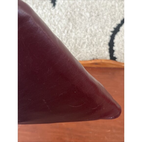 Vintage Leather Evening Clutch Bag Bow Burgundy Oxblood Hinged